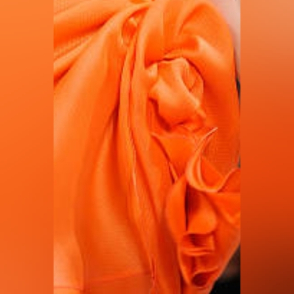 ◇$4,500 NEW OSCAR DE LA RENTA ORANGE  SILK FLOWER RUNWAY DRESS US 12 - Picture 4 of 13